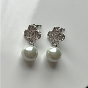 Elegant Silver and White Pearl Earrings